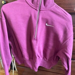 Nike Fuchsia Quarter Zip Cropped Hoodie